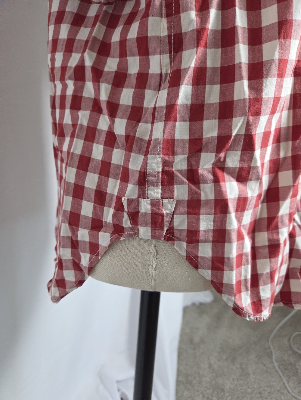 Red And White Gingham Cotton Tunic Shirt - Picture 4 of 15